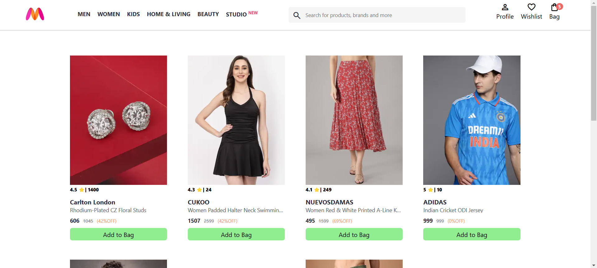 Myntra function card